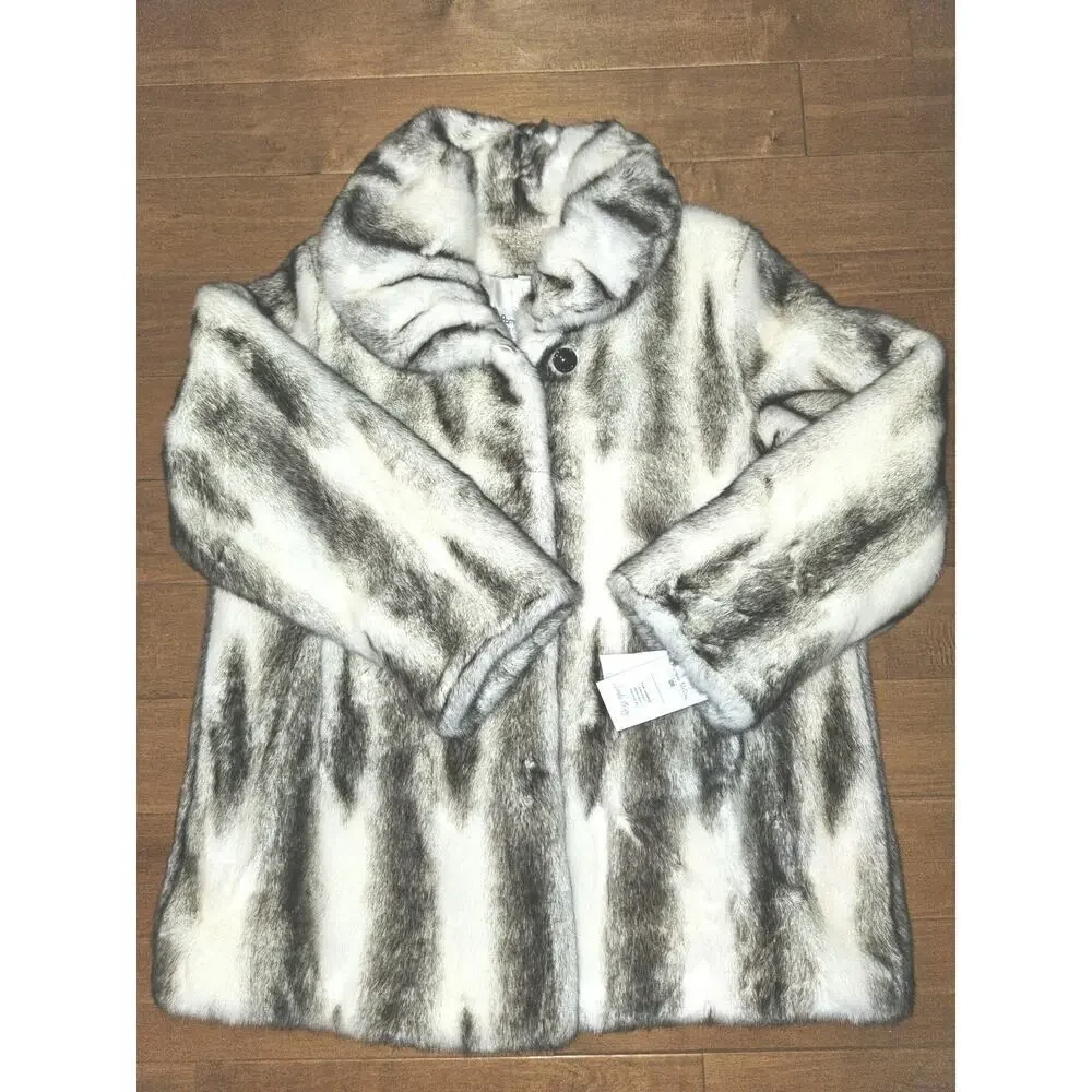 NWT! Pamela McCoy Tiger Print Faux Fur Coat Size 2X Vintage
